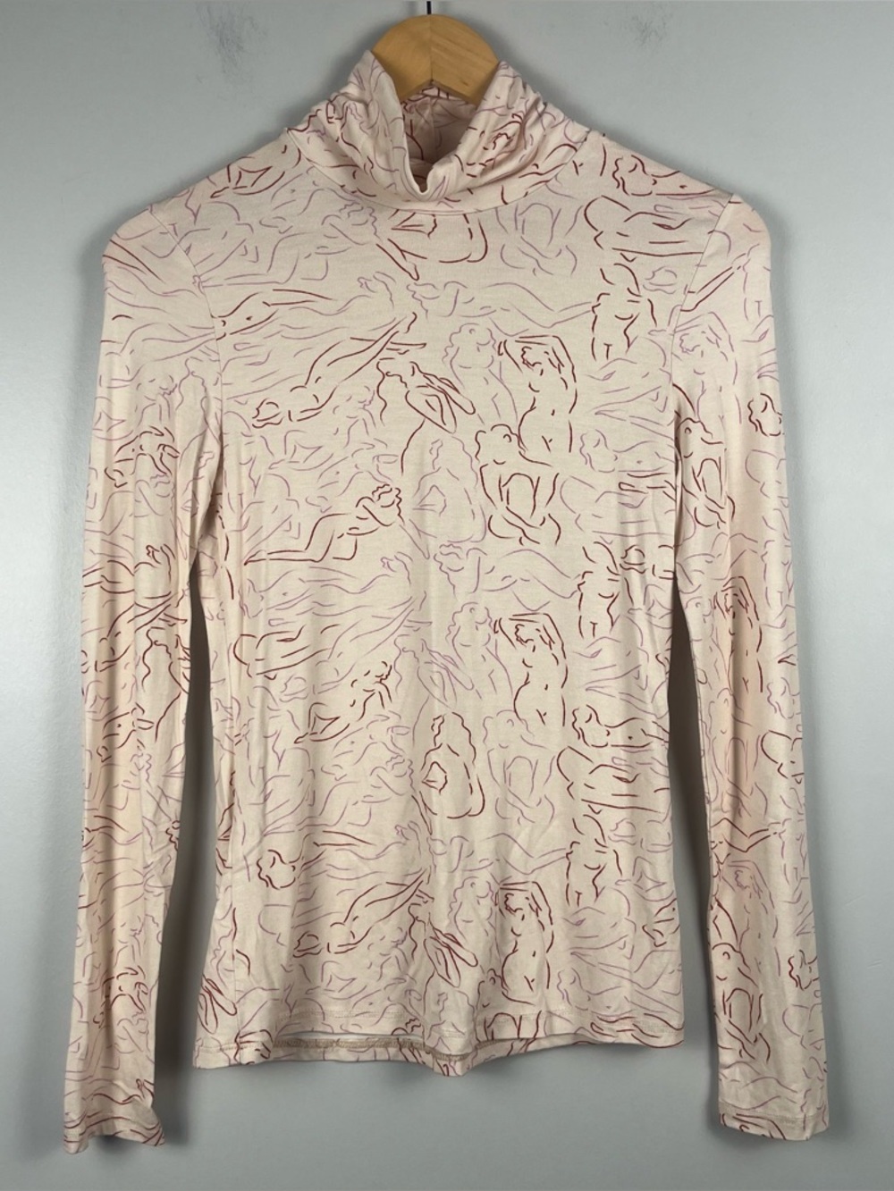 Frnch Paris pale pink body print turtleneck size small